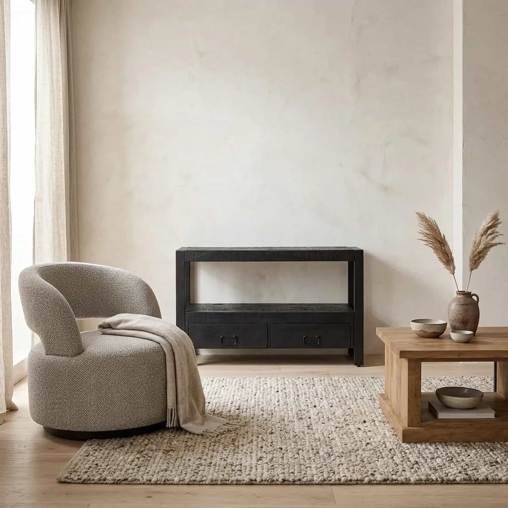 TV-meubel Boaz Zwart Mangohout 100 cm