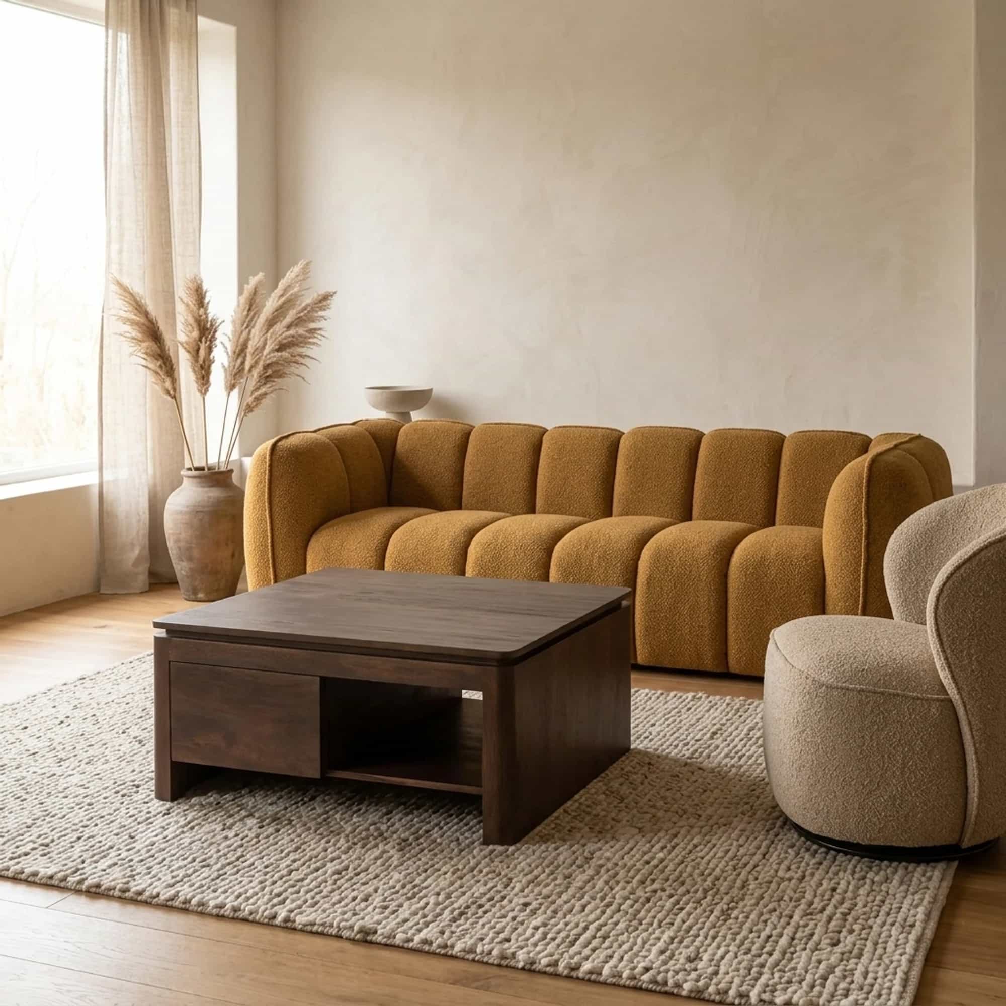 Vierkante Salontafel Dallas Bruin Mangohout 80 cm