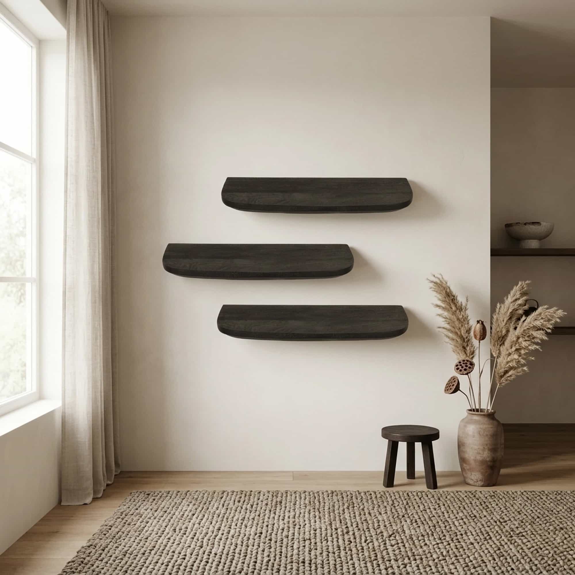 Wandplank Gusta Black | 60 cm | Set van 3