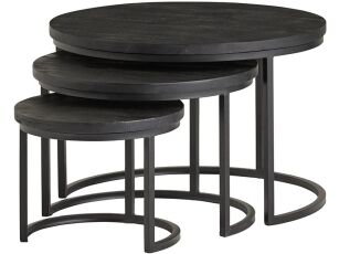 Mokana Furniture Salontafel set van 3 robuust zwart