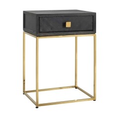 Richmond Interiors Nachtkastje Blackbone gold 1-lade (Black rustic)