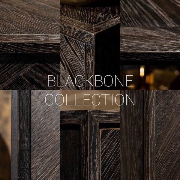 Richmond Interiors Dressoir Blackbone gold 4-deuren + open vak (Black rustic) 