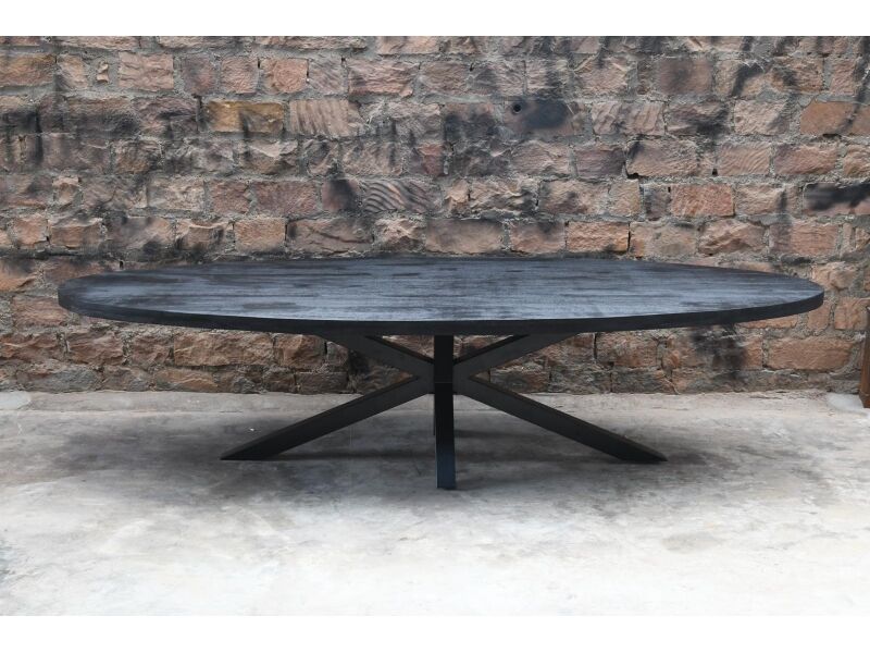 Mokana Furniture Eetkamertafel mango ovaal zwart 