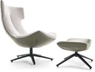 Moderne fauteuil Hamer in stof en leder