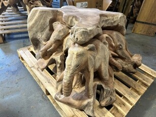 Unieke salontafel Elephant handsnijwerk