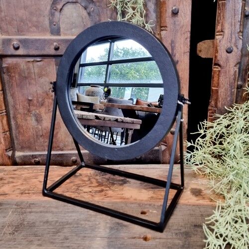 Benoa Black round spiegel op standaard  