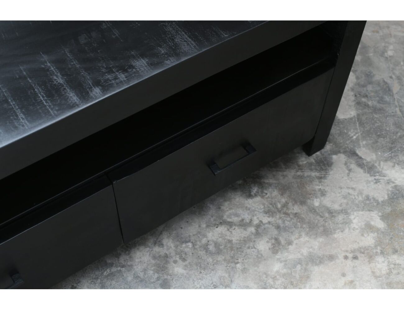 Ontwapening Augment paneel Sparrow tv kast zwart mangohout industrieel 240cm breed