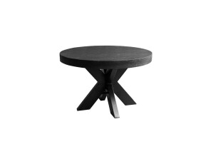 Ronde salontafel mangohout zwart met spinvoet