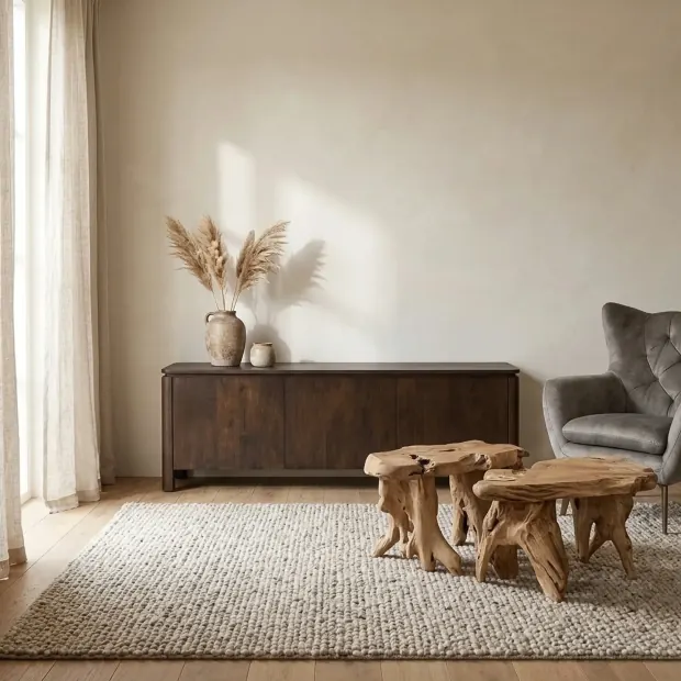 Bruin Dallas tv-meubel van Starfurn in een lichte woonkamer