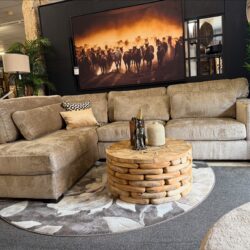 Hoekbank Alexandra met voorzetkussens in zachte stof Bergen en supercomfort