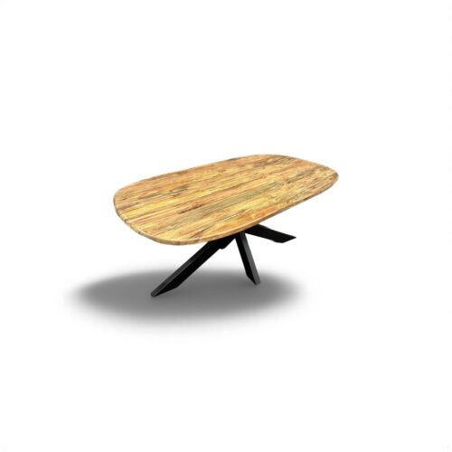 Eettafel Donny massief teak ovaal geborsteld teak