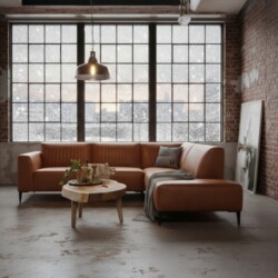 Hoekbank Aspen van het anker meubelen in een cognac kleur uit voorraad