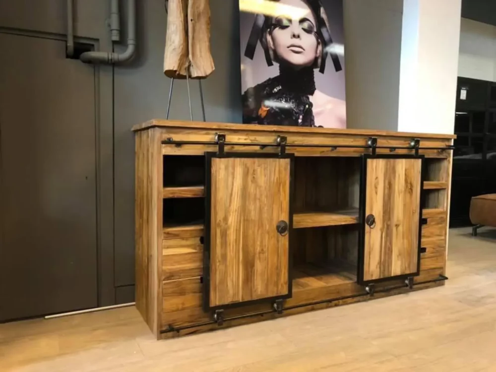 Dressoir Donny Teak 2 schuifdeuren 200 cm