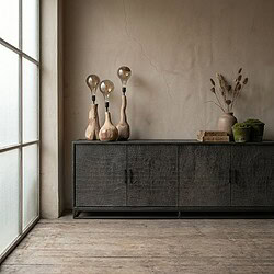 Elegant zwart dressoir met croco-textuur, perfect voor moderne interieurs.