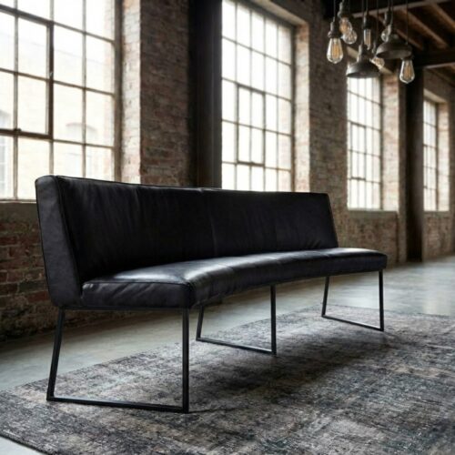 Eetkamerbank Lara ovaal leder van meubelindustrie het anker