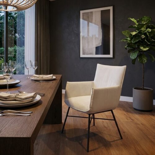 Eetkamkerstoel Dora van He Design verkrijgbaar in veel verschillende materialen en stoffen
