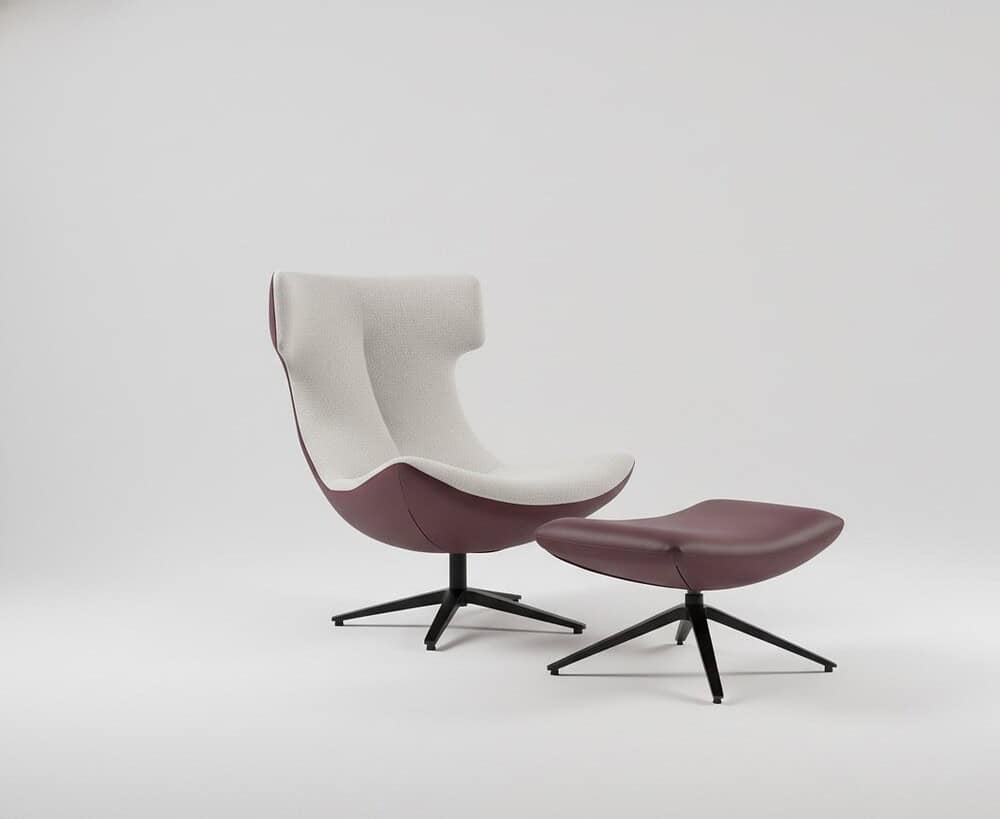 Fauteuil Hamer | Mokana Modern design lounge chair with matching ottoman by Mokana Meubelen, perfect for stylish living rooms and lounges.