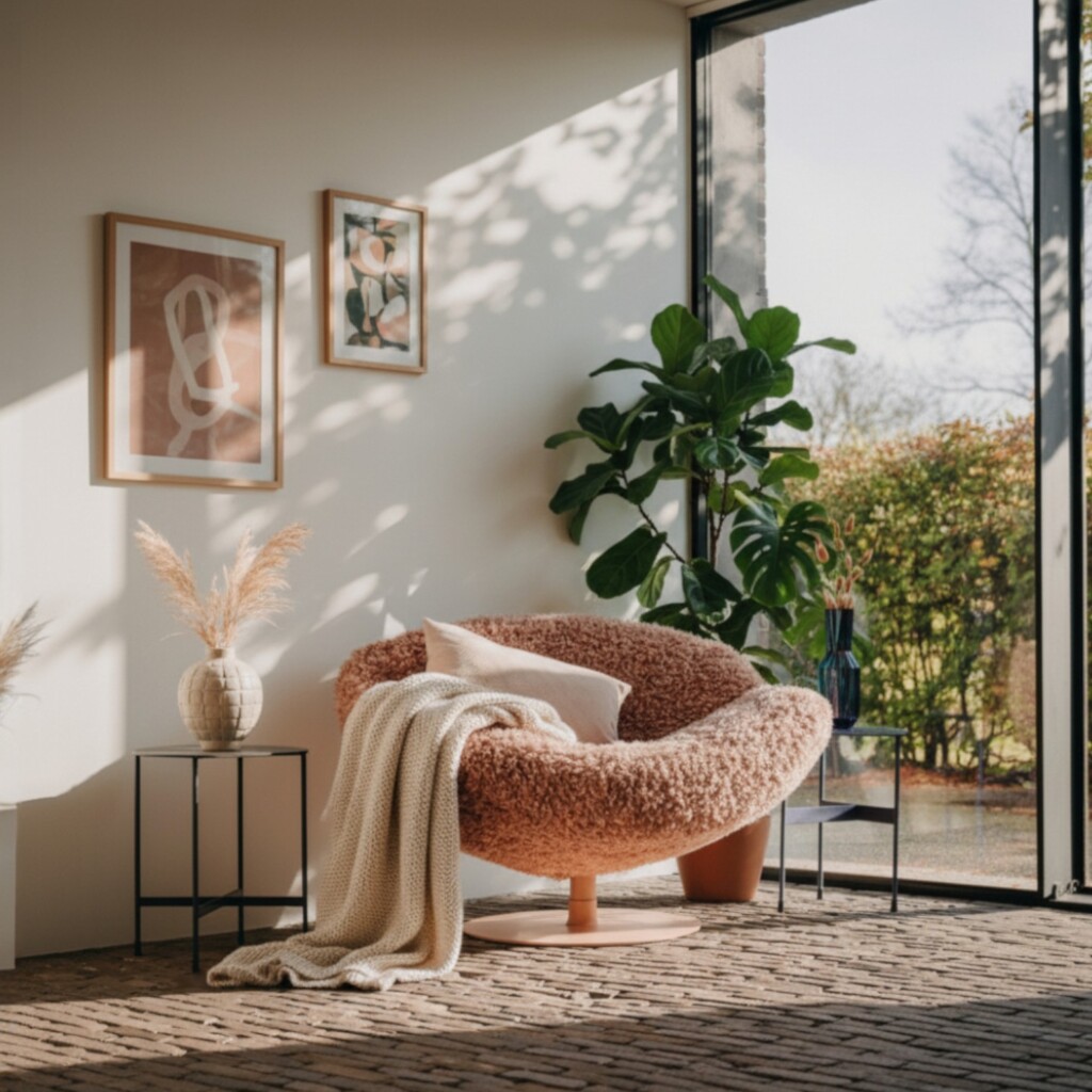 Fauteuil Kiss van Chill Line in doodle stof rood