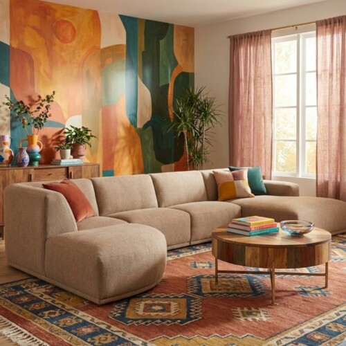 Hoekbank Cream zelf samen te stellen leverbaar in 200+ stoffen