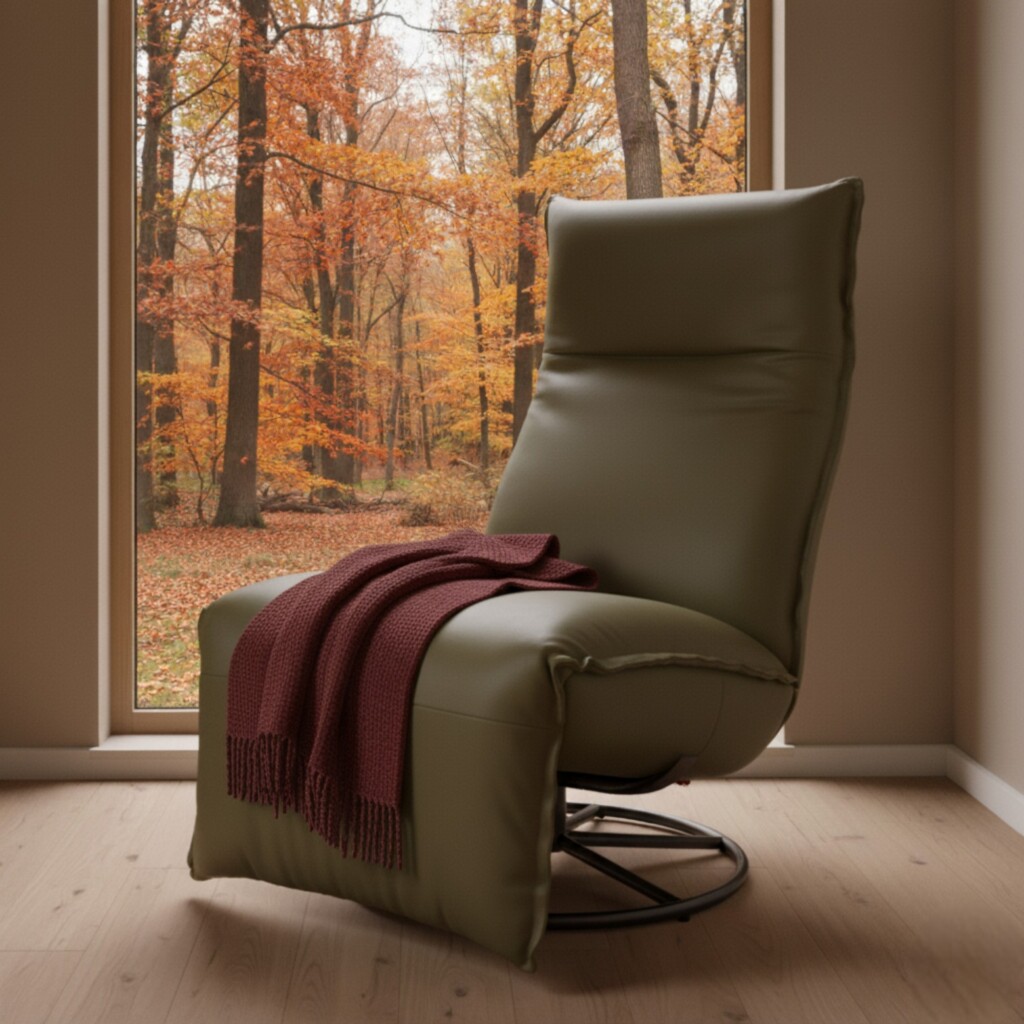 Relaxfauteuil Tom van Chill Line in groen Leder verkrijgbaar met 200+ verschillende stoffen