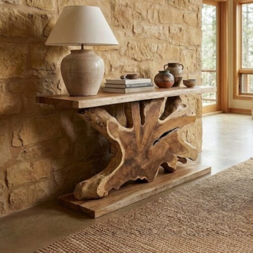 Sidetable Gito van Teakhout gemaakt uniek boomstam Sidetable Gito van Teakhout gemaakt uniek boomstam