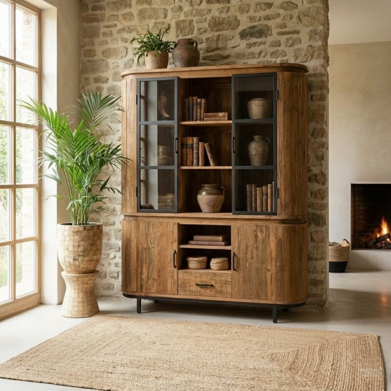 Vitrinekast kennington van teakhout