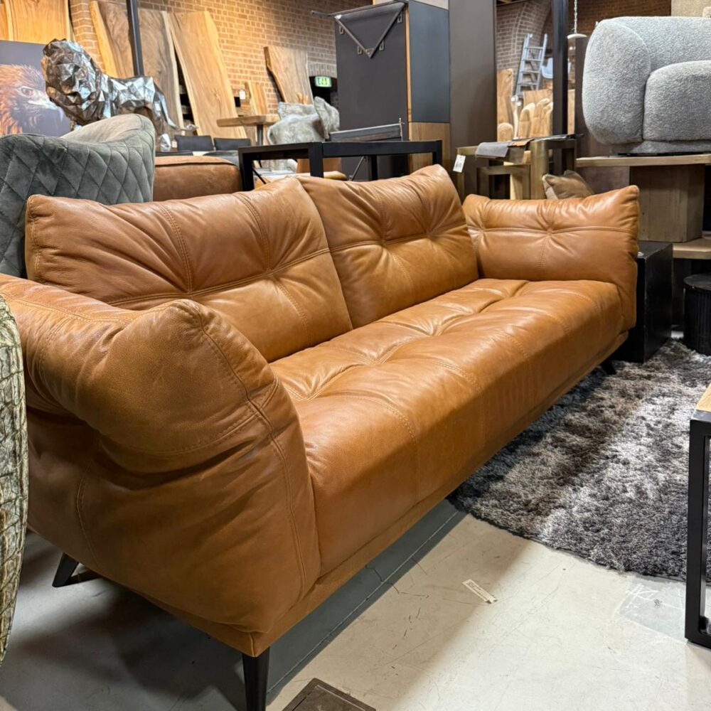 San Diego 4 zits bank in robuust cognac leder