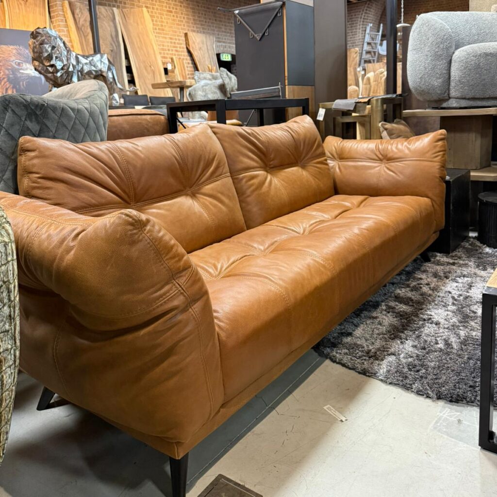 San Diego 4 zits bank in robuust cognac leder