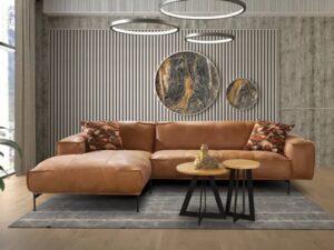 Hoekbank Walker van het Anker in africa leder Walnut
