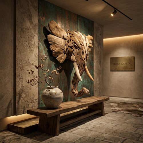 Olifant Teak wanddecoratie