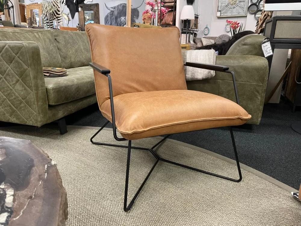 Fauteuil Jari leder – cognac