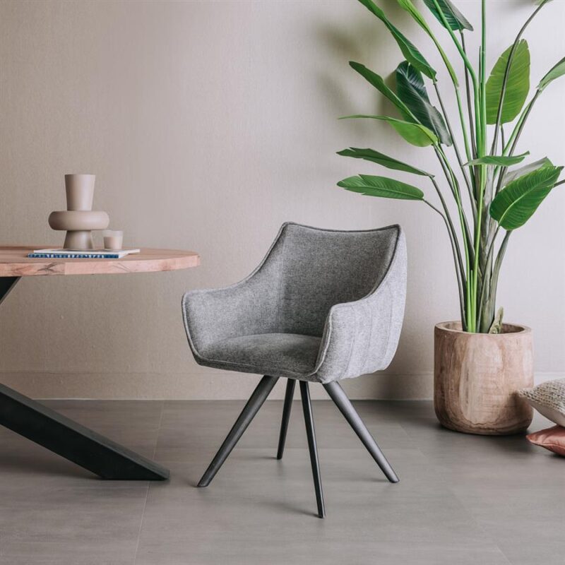 Riviera Armstoel – fabric Brego 09 middle grey (draaibaar)