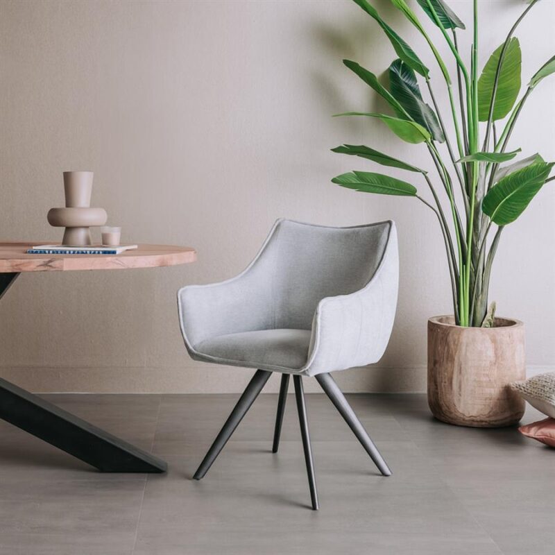 Riviera Armstoel – fabric Brego 02 light grey (draaibaar)