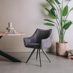 Riviera Armstoel – fabric Brego 18 dark grey (draaibaar)