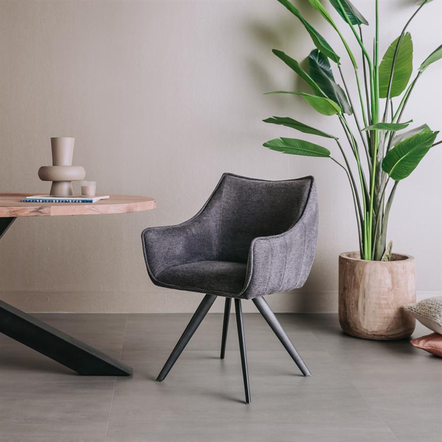 Riviera Armstoel – fabric Brego 18 dark grey (draaibaar)