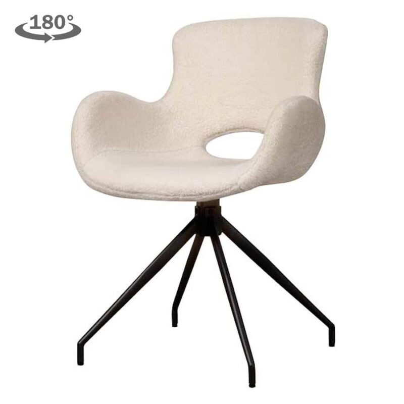 AI-0125-180_14106 Armstoel Campo - fabric Teddy MJ81 White (draaibaar)