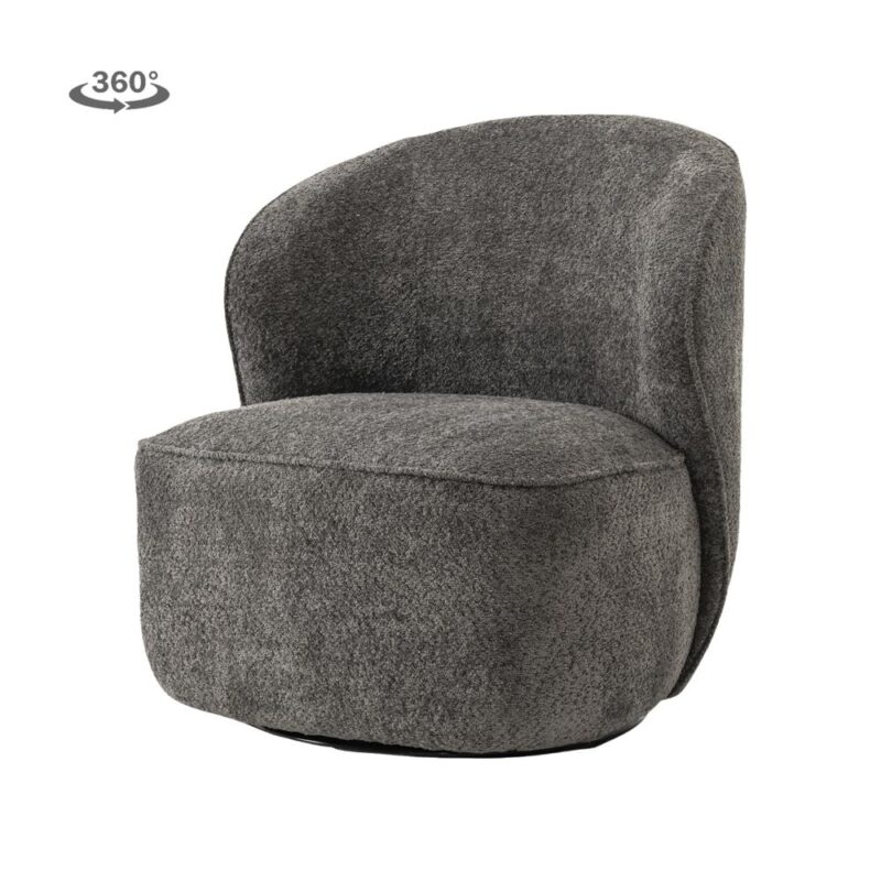 Fauteuil Belvi - fabric AJ3019-20 Dark grey (draaibaar)