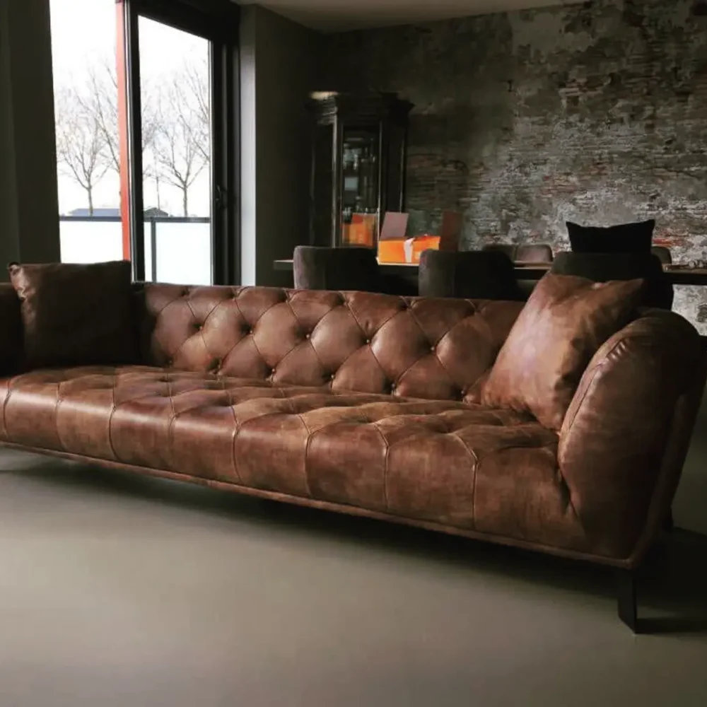 Bank chesterfield Capetown bruine leren bank bij Mokana