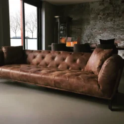Bank chesterfield Capetown bruine leren bank bij Mokana