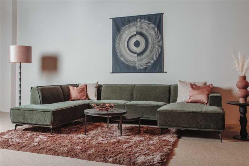 Leeds Chaise R – 2 5 – Ottoman L – City 355 Bottle Green