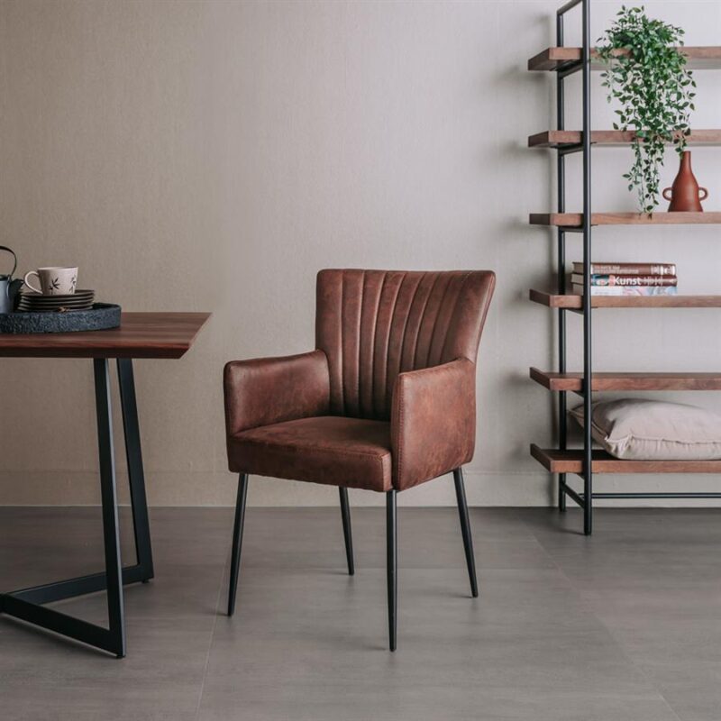 Toledo Armstoel – fabric Savannah dark brown