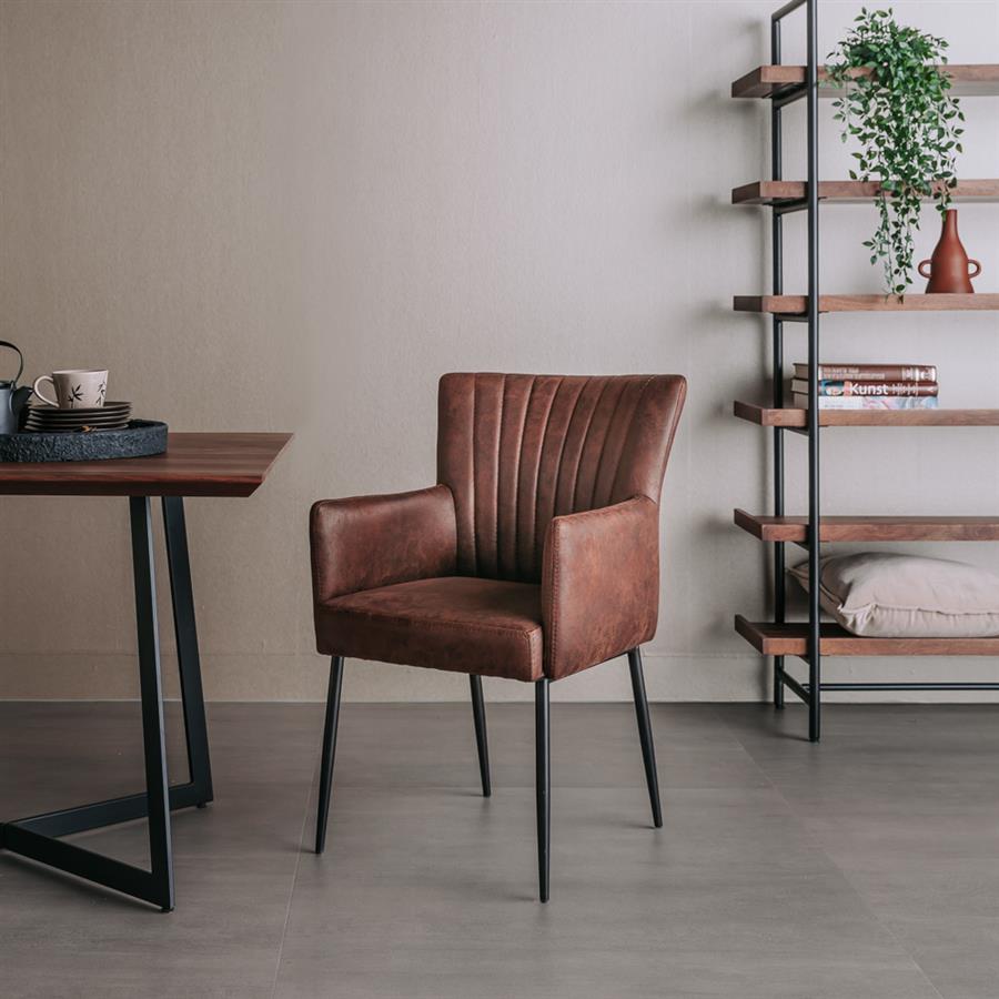 Toledo Armstoel – fabric Savannah dark brown