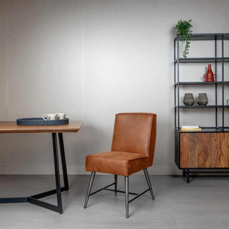 Belmonte Eetkamerstoel – fabric Cherokee 8 cognac