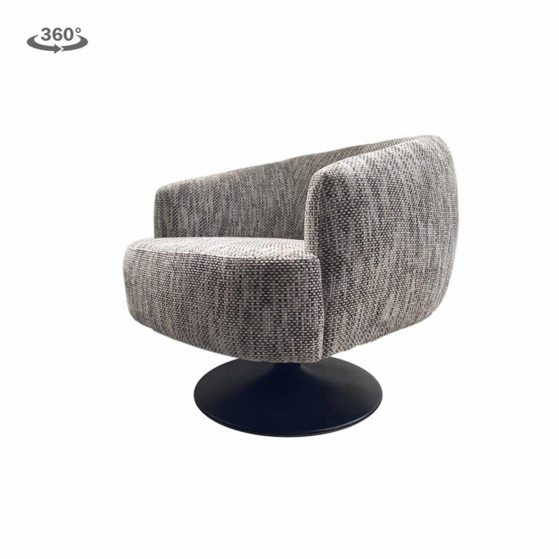 Barga Fauteuil - fabric TED 8 white-grey (draaibaar)