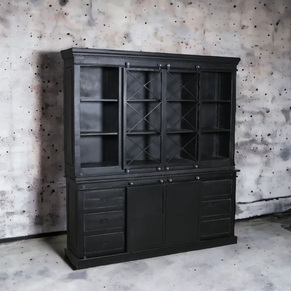 Vitrinekast Mason zwart 200