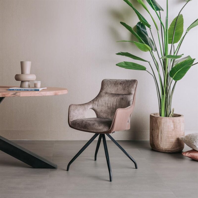 Nola Armstoel – Brown velvet (draaibaar)