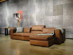 Bank Sassari met longchair in Africa leder tabac van Het Anker