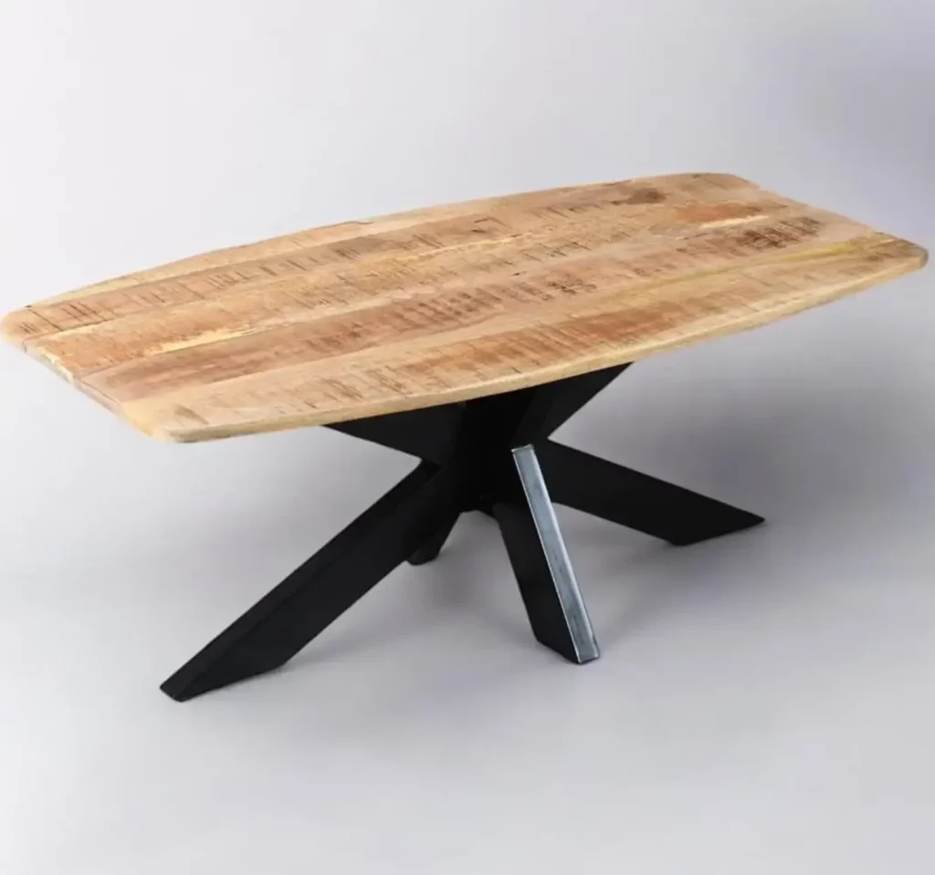 Salontafel Deens ovaal mangohout met spinvoet naturel kleur