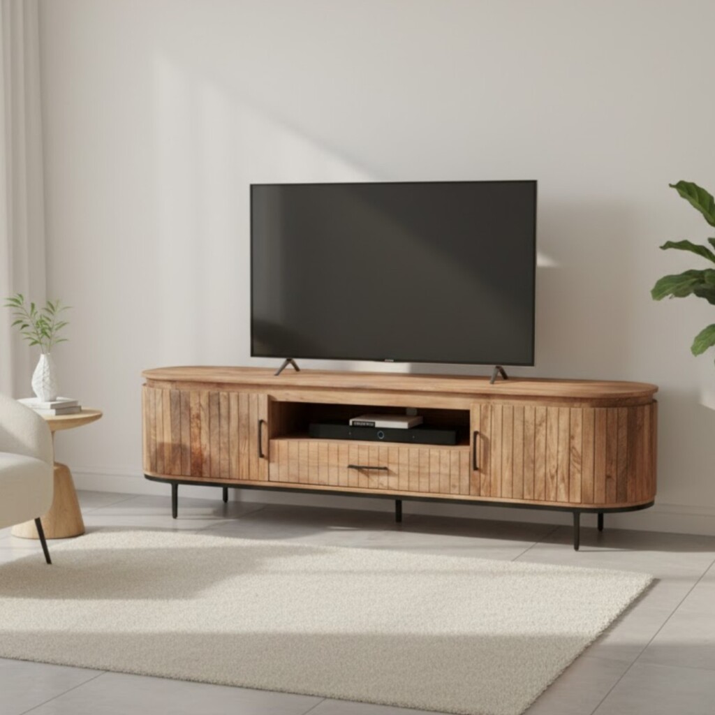 Oxford Tv meubel mangohout in de japandi industriele stijl