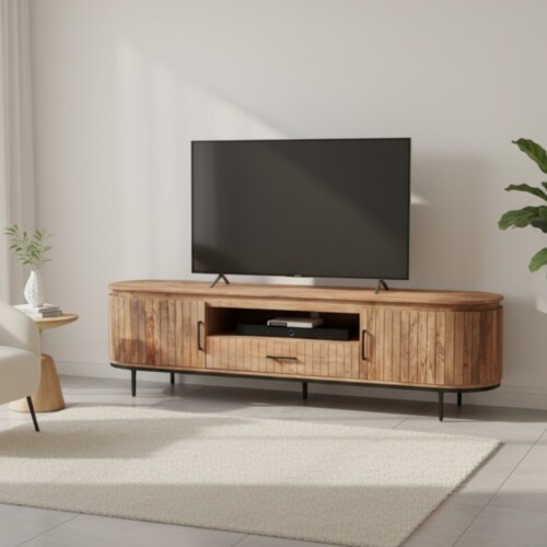 Oxford Tv meubel mangohout in de japandi industriele stijl
